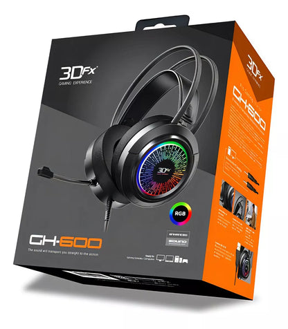 Audifonos Gamer 3dfx Gh-600 Usb 3.5mm Pc Consolas Celulares Color Negro