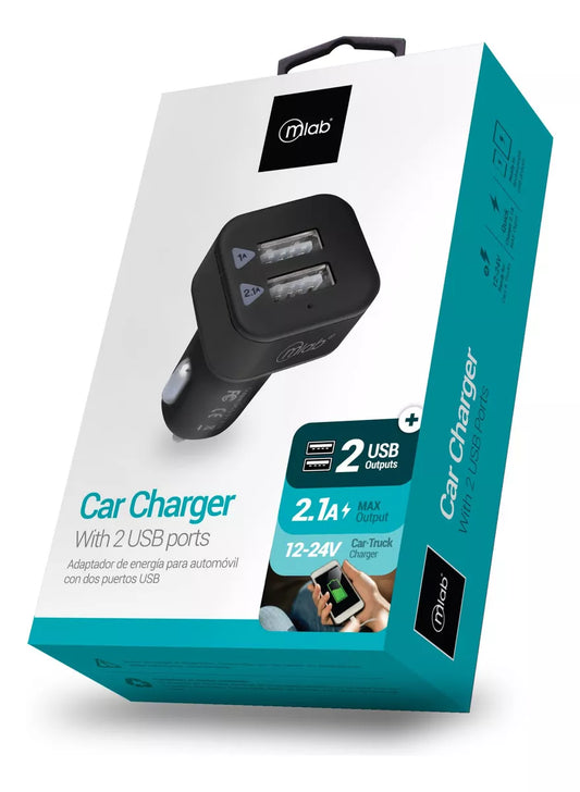 Cargador De Auto Adaptador 12v Con 2 Usb - Mlab