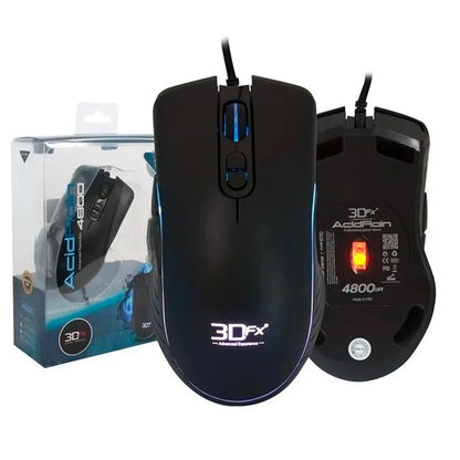 Mouse Gamer 3dfx Acidrain 8792 7 Botones 4800dpi Usb Color Negro