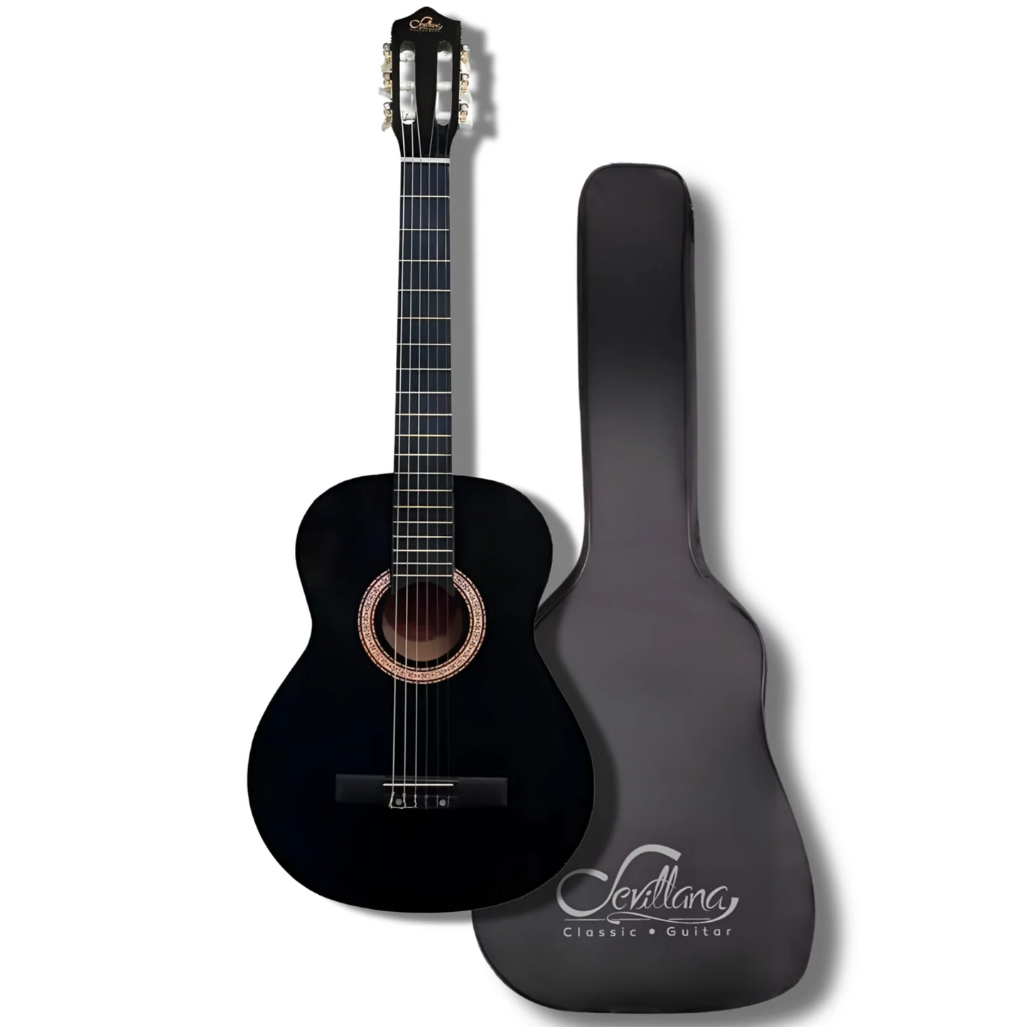 Guitarra Clásica Sevillana 39" Negro con Alma + Funda [8448] - Nuevo