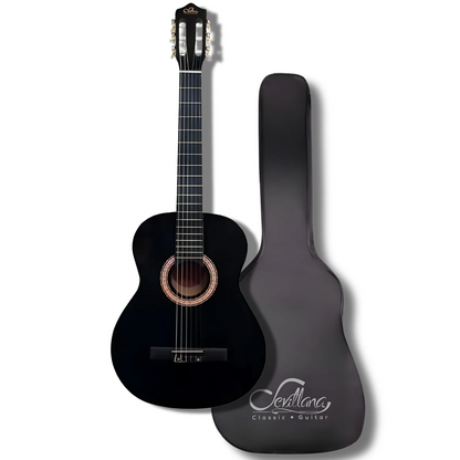 Guitarra Clásica Sevillana 39" Negro con Alma + Funda [8448] - Nuevo