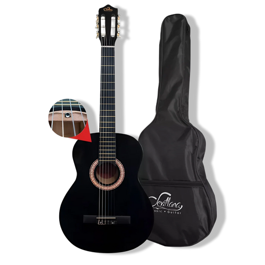 Guitarra Clásica Sevillana 39" Negro con Alma + Funda [8448] - Nuevo
