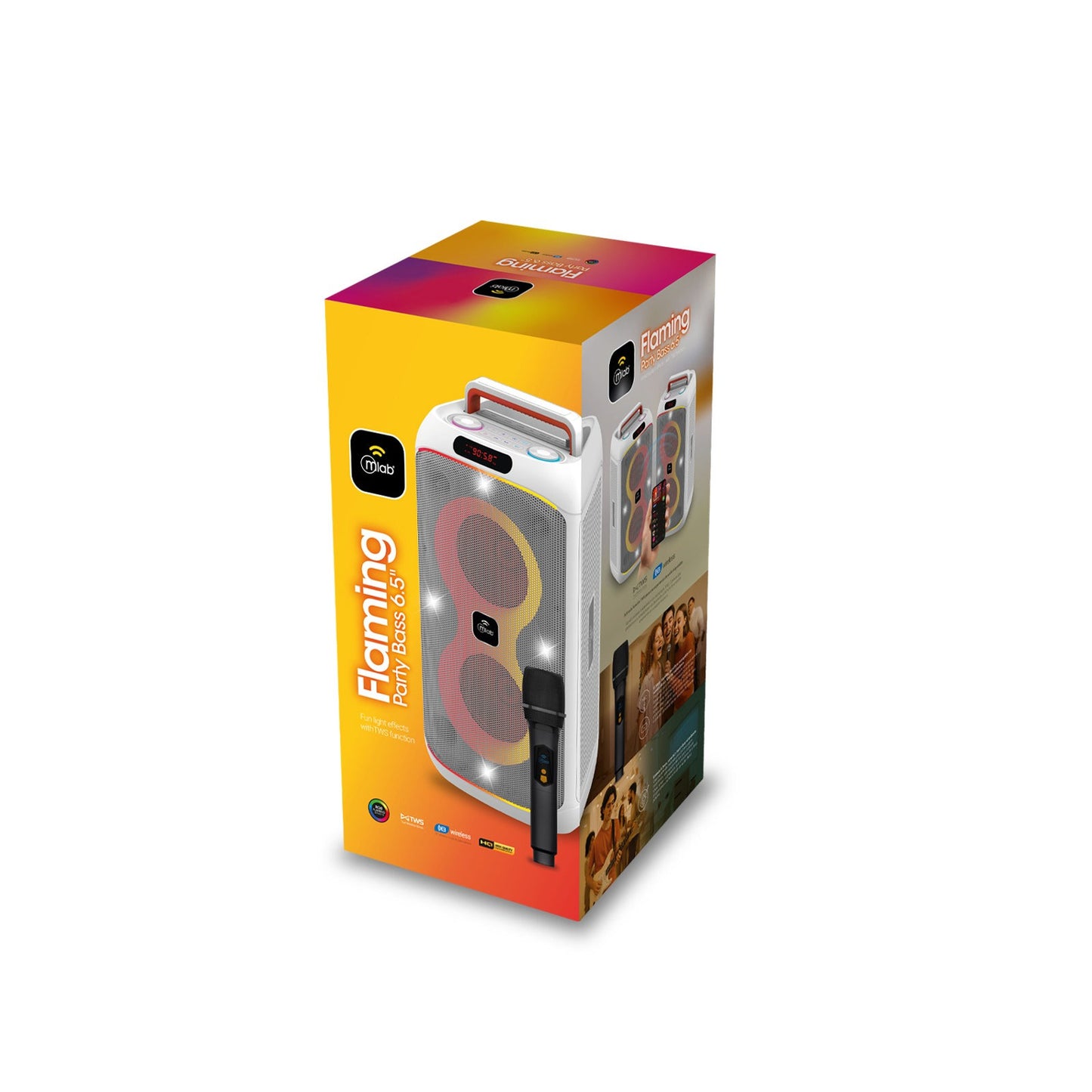 Parlante Bluetooth Flaming Party Bass 6.5" 45W con Micrófono Inalámbrico [9565] - Nuevo