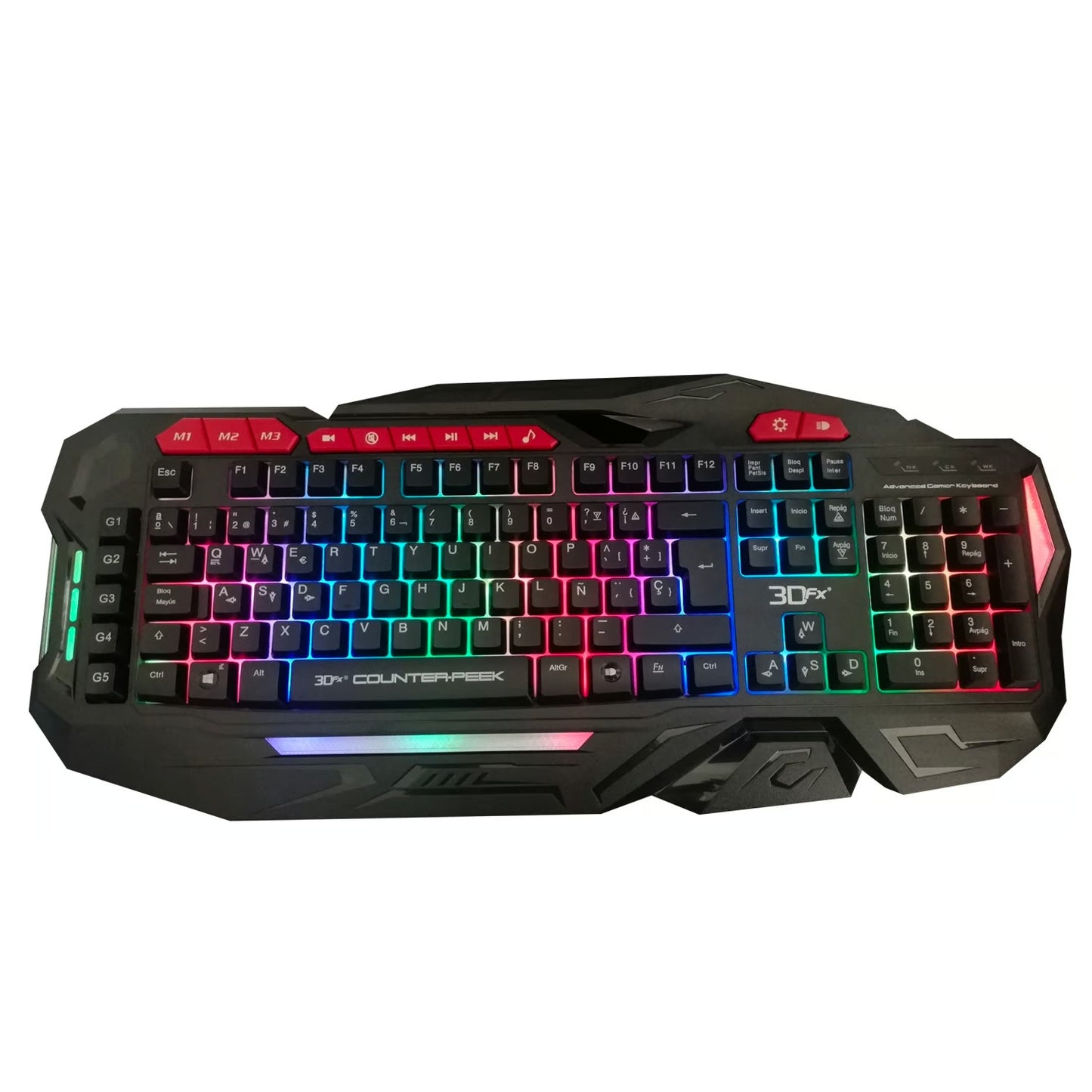 Teclado Gamer 3dfx Counter Peek 9071 Mmo Keys Usb